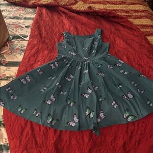 Butterfly Print Midi Dress - Teal